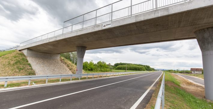 A new recently built highway in Brcko district, Bosnia and Herzegovina. The road was built by Spanish company Rubau and is important for the region